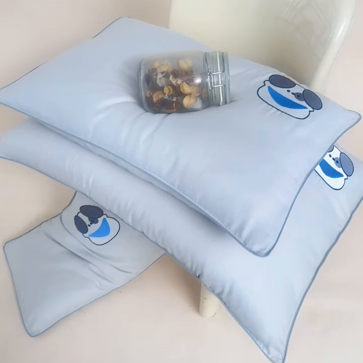 91家纺网 家纺一手货源 找家纺 喜多兔2025新款小轻柔纯棉双层纱枕套枕头 灰色Q小狗