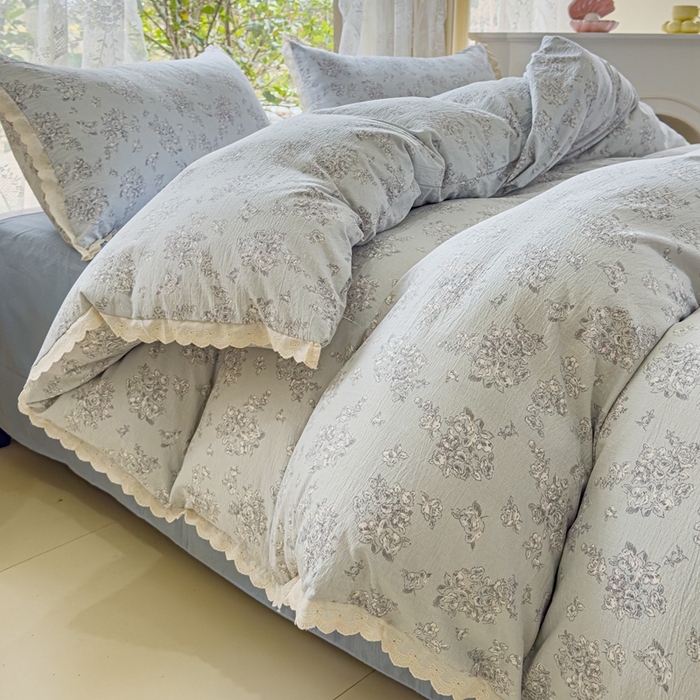 91家纺网 家纺一手货源 找家纺 可思家纺 2025新款法式皱皱纱四件套 莱茵河畔