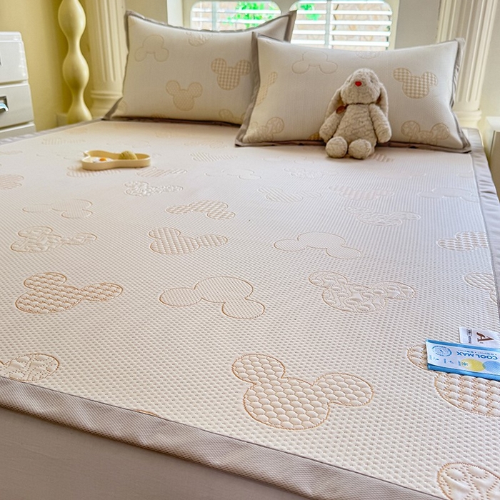 91家纺网 家纺一手货源 找家纺 绒世界 2025新款A类提花凉感豆豆复合凉席套件 提花豆豆-米琦