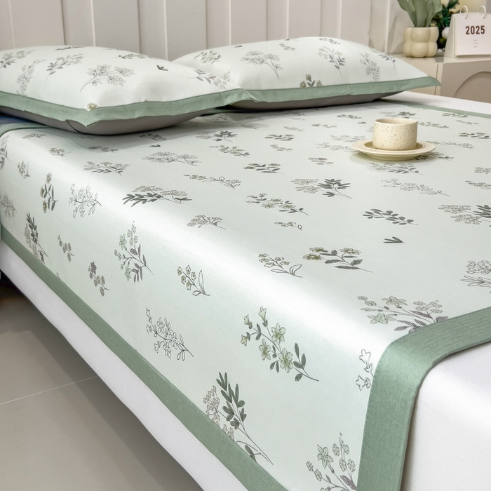 91家纺网 家纺一手货源 找家纺 倾慕家纺 2025年新款600D丝滑冰丝凉席-床席款 清凉一叶