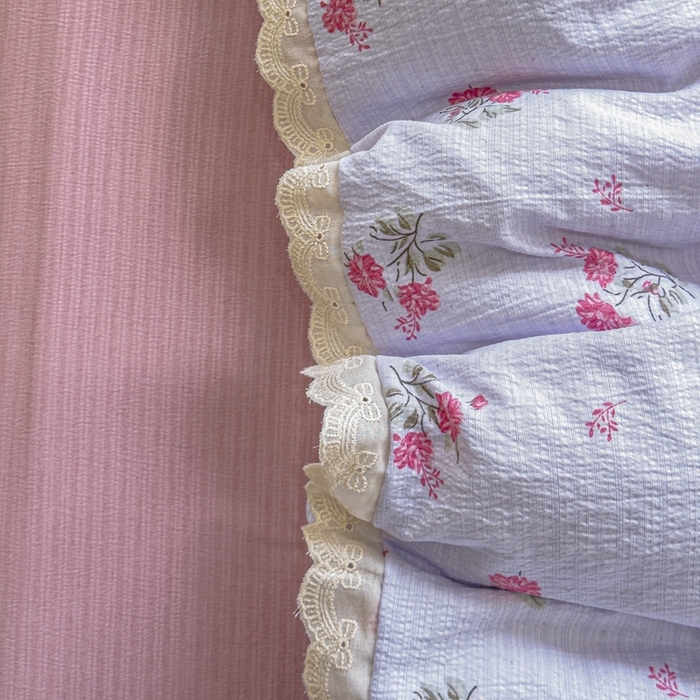 91家纺网 家纺一手货源 找家纺 可思家纺 2025新款法式皱皱纱四件套 紫雾玫瑰