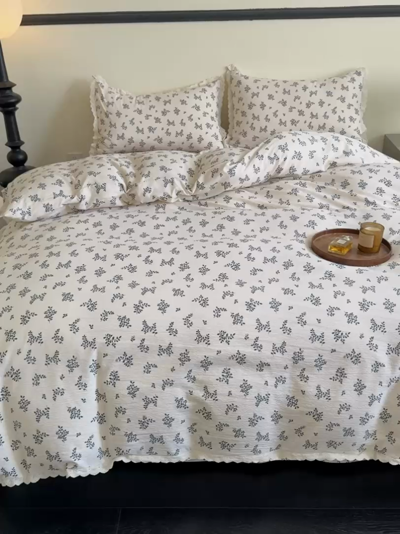 91家纺网 家纺一手货源 找家纺 可思家纺 2025新款法式皱皱纱四件套 秋语