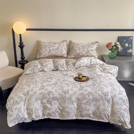 91家纺网 家纺一手货源 找家纺 （总）可思家纺 2025新款法式皱皱纱四件套