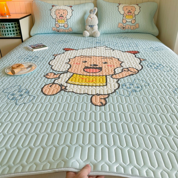 91家纺网 家纺一手货源 找家纺 金爱家 2025新款凉感丝乳胶凉席 乳胶-懒羊羊