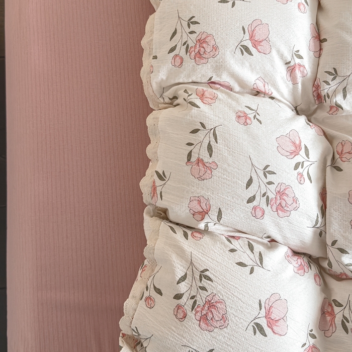 91家纺网 家纺一手货源 找家纺 可思家纺 2025新款法式皱皱纱四件套 粉佳人