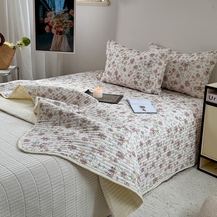 91家纺网 家纺一手货源 找家纺 TT.one 塔塔家居 2025新款全棉双层纱贝壳边夏被系列 床盖·半夏