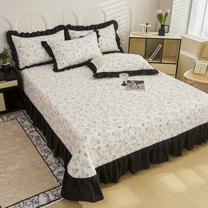 91家纺网 家纺一手货源 找家纺 铠畅家纺 2025新款有氧双层纱印花夹棉床盖四件套-终版 沉香