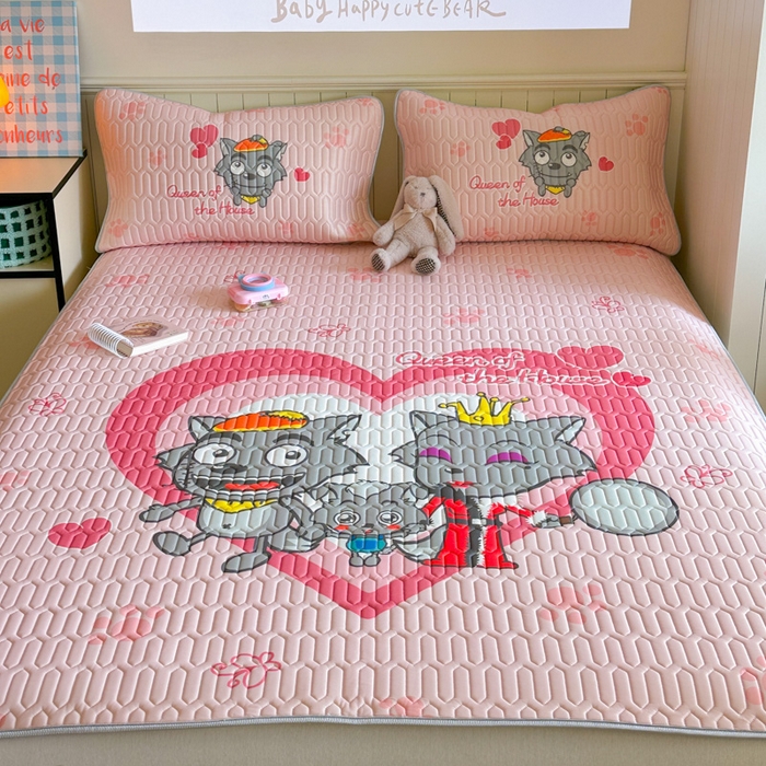 91家纺网 家纺一手货源 找家纺 金爱家 2025新款凉感丝乳胶凉席 乳胶-灰灰家族