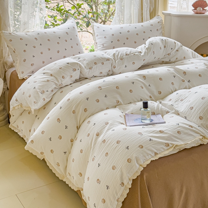 91家纺网 家纺一手货源 找家纺 可思家纺 2025新款法式皱皱纱四件套 极简主义