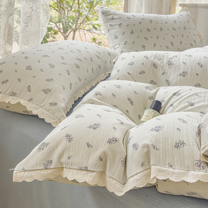 91家纺网 家纺一手货源 找家纺 可思家纺 2025新款法式皱皱纱四件套 南城旧事