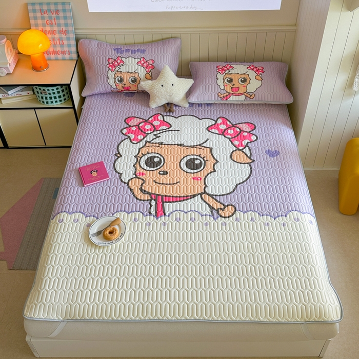 91家纺网 家纺一手货源 找家纺 金爱家 2025新款凉感丝乳胶凉席 乳胶-美羊羊公主