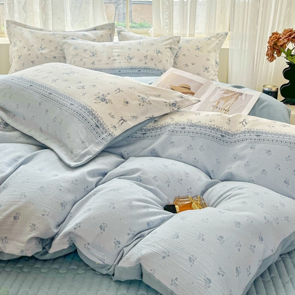 91家纺网 家纺一手货源 找家纺 （总）2025斯卡诺新款拼色针织水洗棉床盖四件套