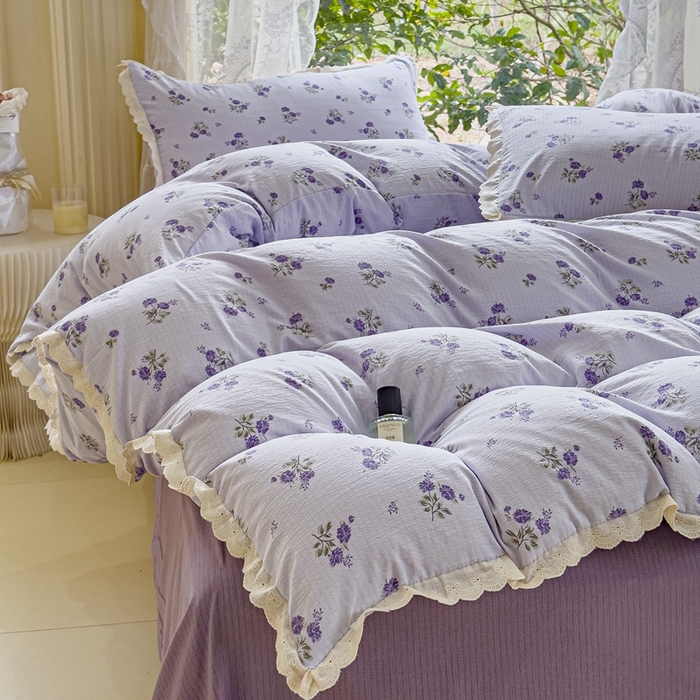 91家纺网 家纺一手货源 找家纺 可思家纺 2025新款法式皱皱纱四件套 绮梦