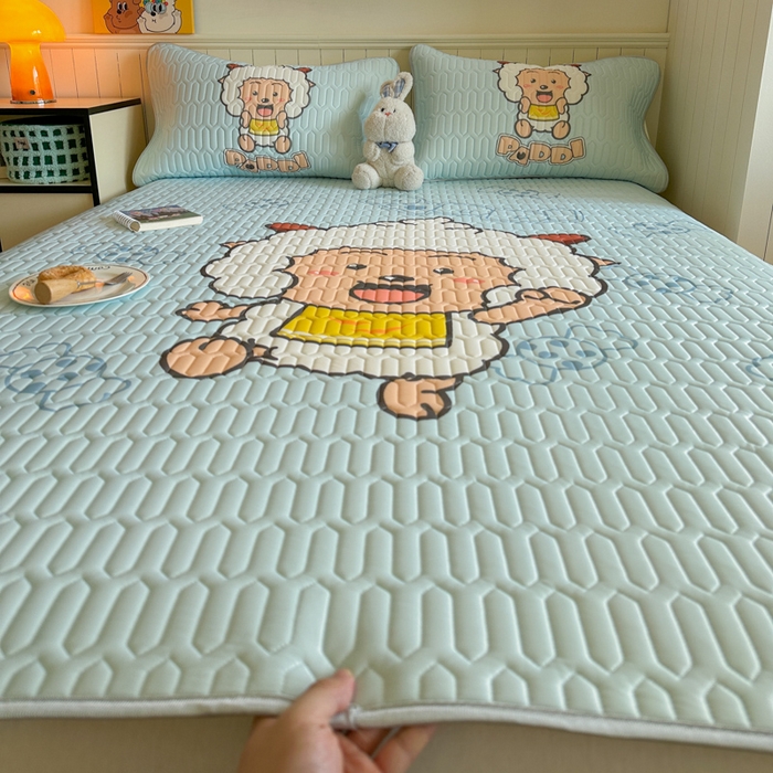 91家纺网 家纺一手货源 找家纺 金爱家 2025新款凉感丝乳胶凉席 乳胶-懒羊羊