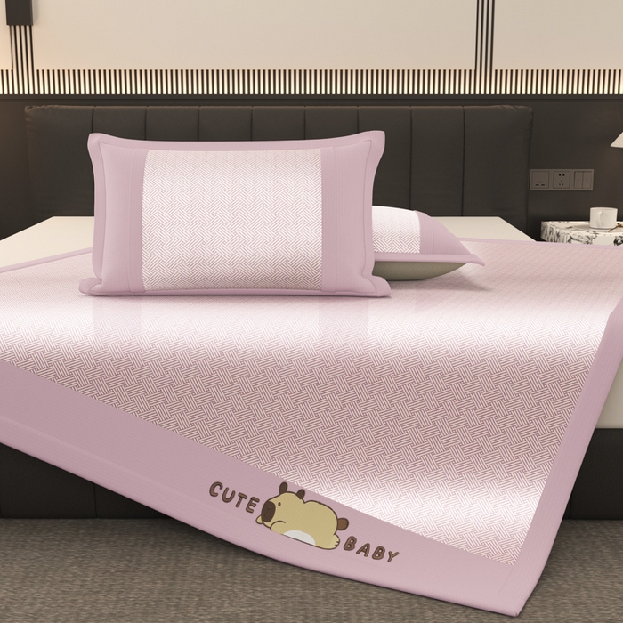 91家纺网 家纺一手货源 找家纺 （总）慕梵家居 2025新款冰丝提花饼干花绣花款凉席席子小水豚-成人床