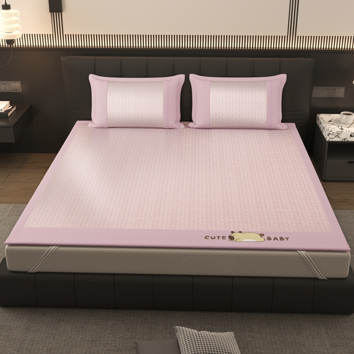 91家纺网 家纺一手货源 找家纺 （总）慕梵家居 2025新款冰丝提花饼干花绣花款凉席席子小水豚-成人床