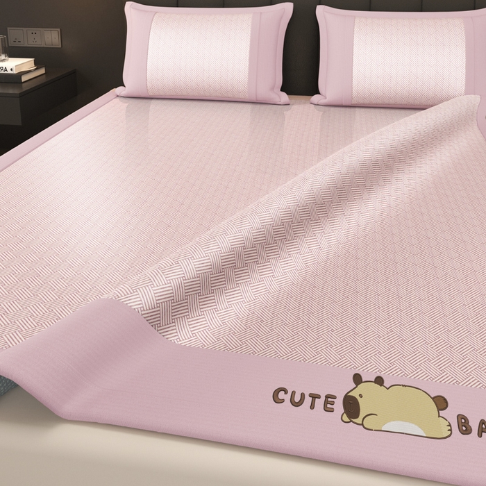 91家纺网 家纺一手货源 找家纺 （总）慕梵家居 2025新款冰丝提花饼干花绣花款凉席席子小水豚-成人床