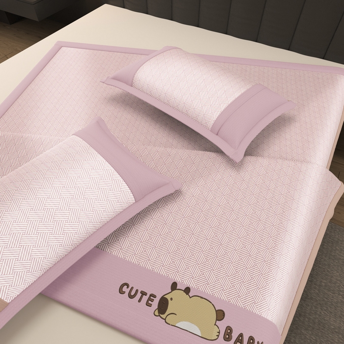 91家纺网 家纺一手货源 找家纺 （总）慕梵家居 2025新款冰丝提花饼干花绣花款凉席席子小水豚-成人床