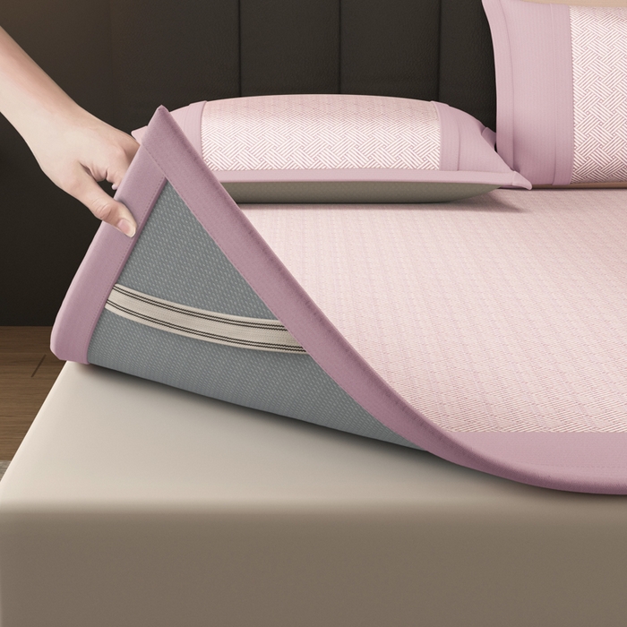 91家纺网 家纺一手货源 找家纺 （总）慕梵家居 2025新款冰丝提花饼干花绣花款凉席席子小水豚-成人床