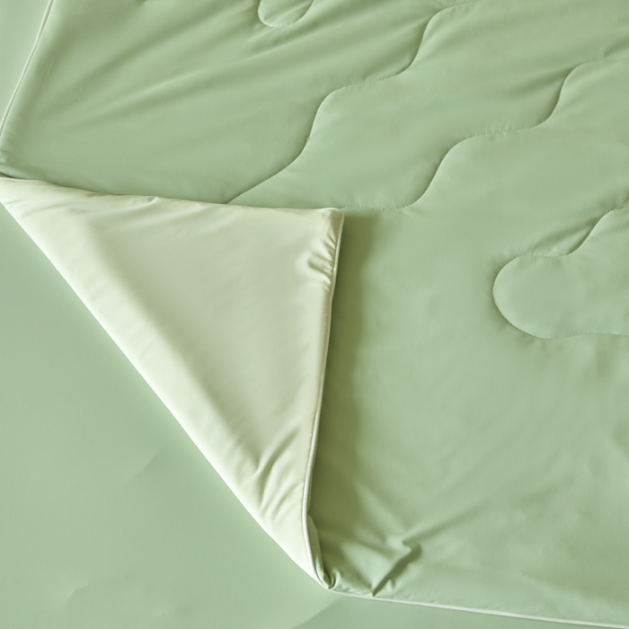 91家纺网 家纺一手货源 找家纺 圣梦莱羽绒家纺 2025春夏新款A类锦氨凉感丝高克重冰丝夏凉被亲肤丝绸被芯 奶油薄荷绿