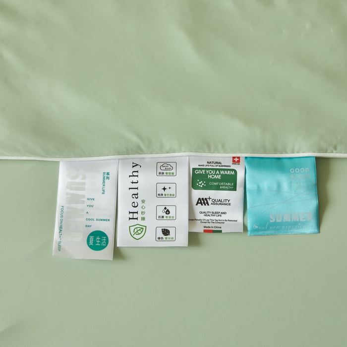 91家纺网 家纺一手货源 找家纺 圣梦莱羽绒家纺 2025春夏新款A类锦氨凉感丝高克重冰丝夏凉被亲肤丝绸被芯 奶油薄荷绿