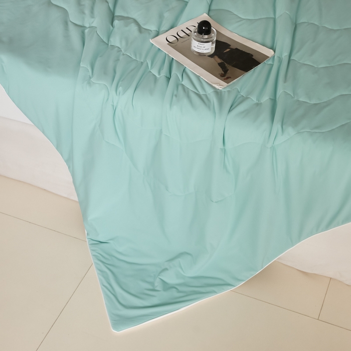 91家纺网 家纺一手货源 找家纺 圣梦莱羽绒家纺 2025春夏新款A类锦氨凉感丝高克重冰丝夏凉被亲肤丝绸被芯 夏至马卡龙