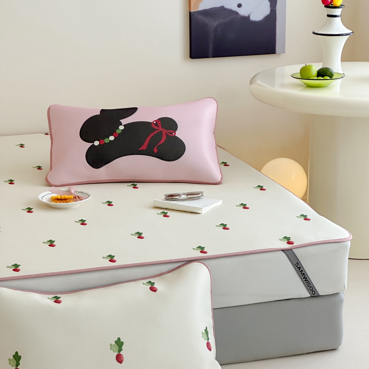 91家纺网 家纺一手货源 找家纺 三味舒屋 2025新款小清新设计师款印花冰藤席凉席席子 萝卜兔 床席