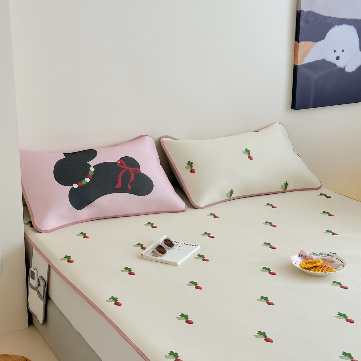 91家纺网 家纺一手货源 找家纺 三味舒屋 2025新款小清新设计师款印花冰藤席凉席席子 萝卜兔 床席