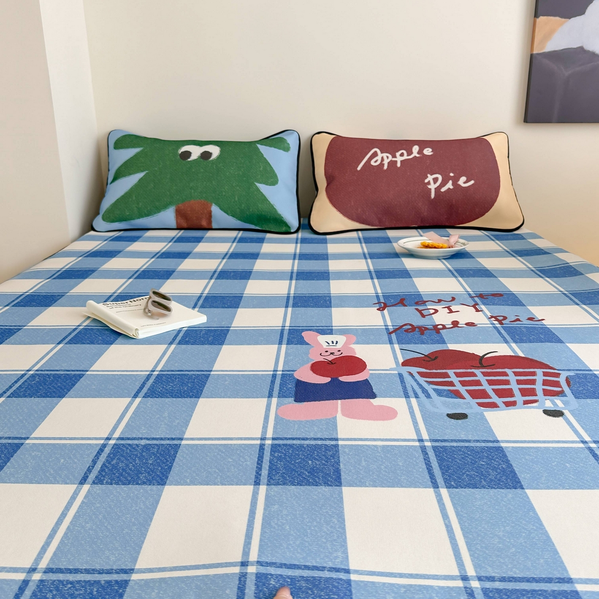 91家纺网 家纺一手货源 找家纺 三味舒屋 2025新款小清新设计师款印花冰藤席凉席席子 苹果派 床席