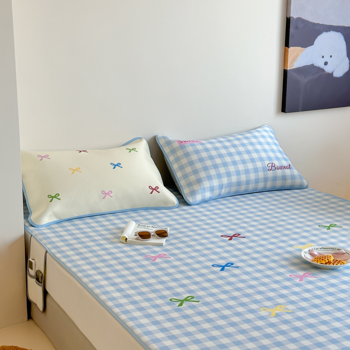 91家纺网 家纺一手货源 找家纺 三味舒屋 2025新款小清新设计师款印花冰藤席凉席席子 小蓝屿 床席