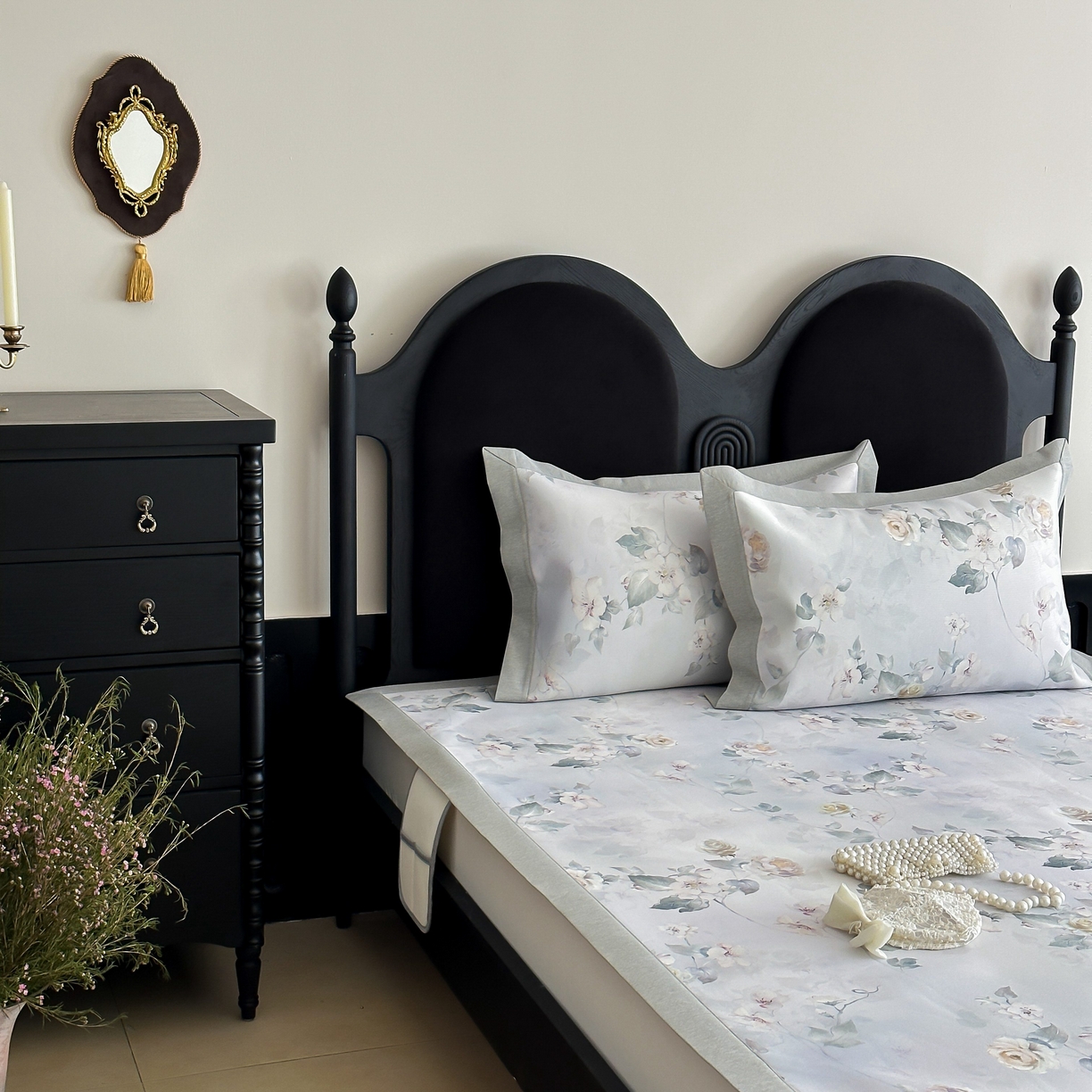 91家纺网 家纺一手货源 找家纺 三味舒屋 2025新款锦上添花系列花卉印花冰丝凉席席子 春屿 床席