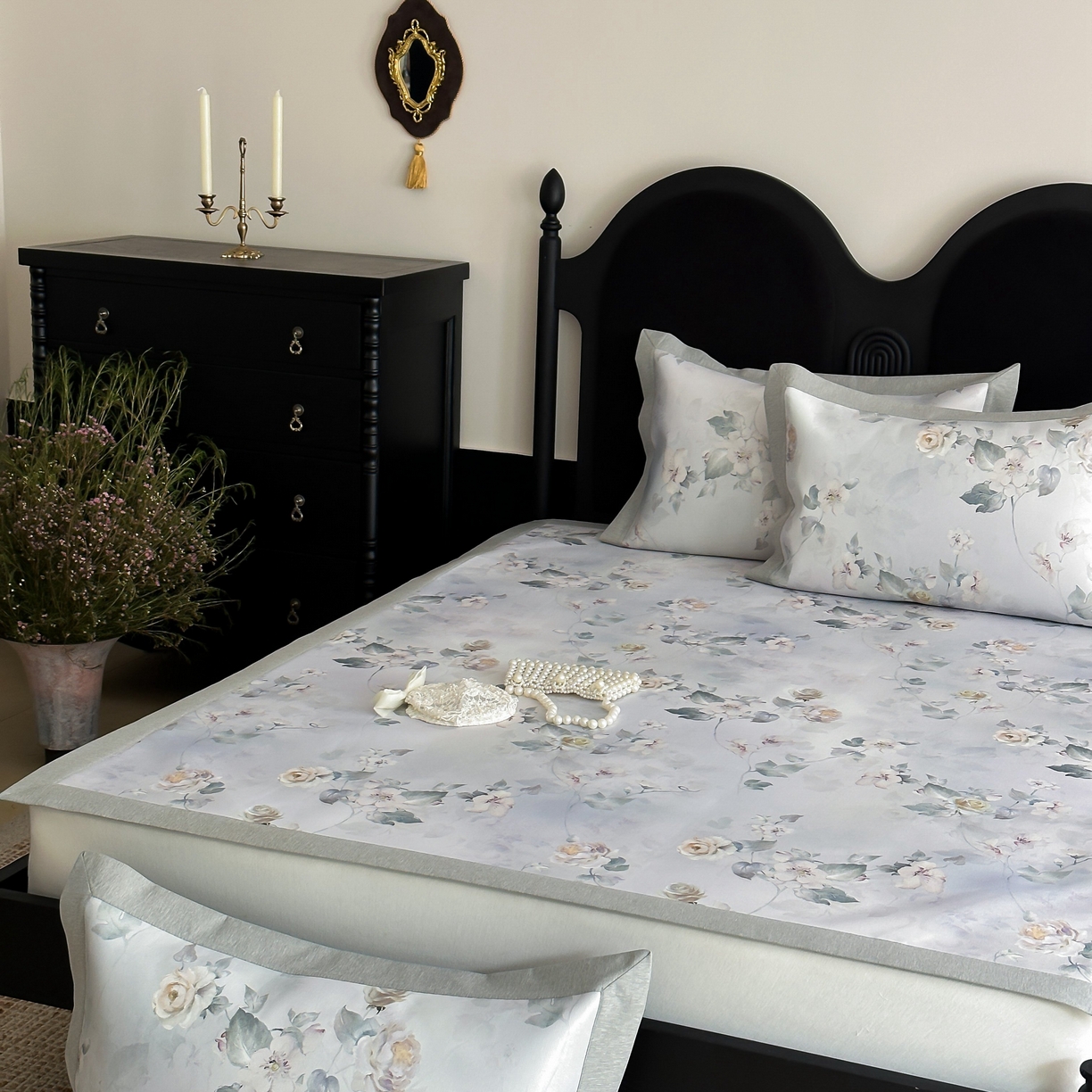 91家纺网 家纺一手货源 找家纺 三味舒屋 2025新款锦上添花系列花卉印花冰丝凉席席子 春屿 床席