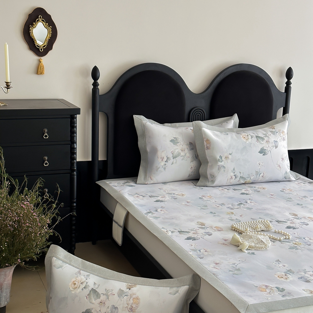 91家纺网 家纺一手货源 找家纺 三味舒屋 2025新款锦上添花系列花卉印花冰丝凉席席子 春屿 床席