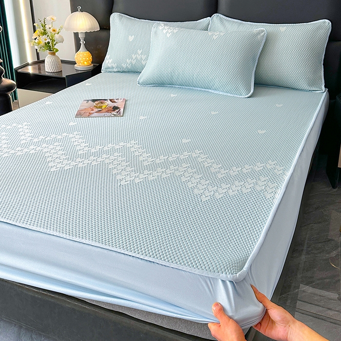 91家纺网 家纺一手货源 找家纺 （总）爱洛家纺 2025新款A类冰丝豆豆凉席-爱心