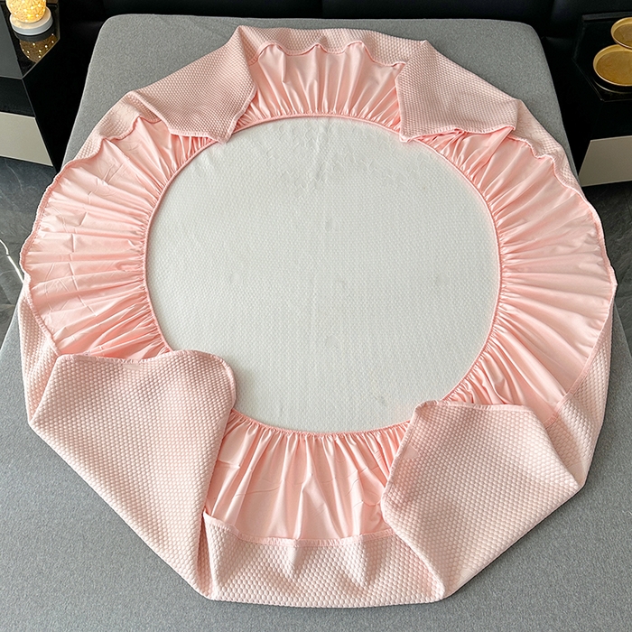 91家纺网 家纺一手货源 找家纺 爱洛家纺 2025新款A类冰丝豆豆凉席-爱心 爱心床笠~粉玉