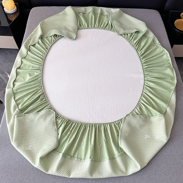 91家纺网 家纺一手货源 找家纺 爱洛家纺 2025新款A类冰丝豆豆凉席-爱心 爱心床笠~绿