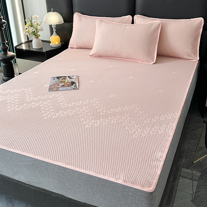 91家纺网 家纺一手货源 找家纺 爱洛家纺 2025新款A类冰丝豆豆凉席-爱心 爱心床垫~粉玉