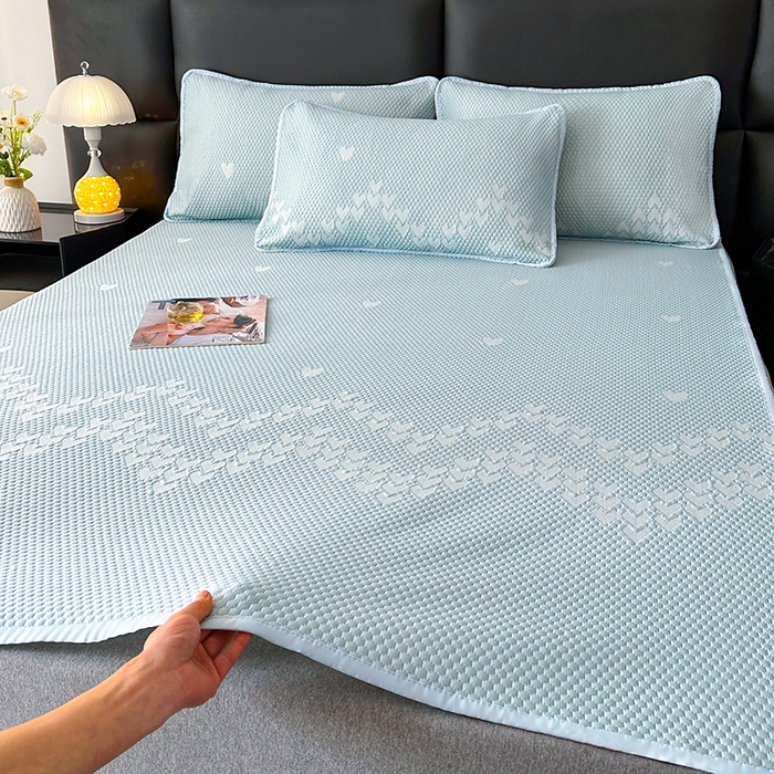爱洛家纺 2025新款A类冰丝豆豆凉席-爱心 爱心床垫~蓝