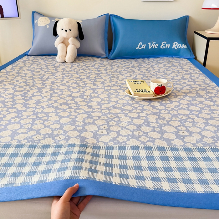 91家纺网 家纺一手货源 找家纺 （总）安哆啦家纺 2025新款A类印花冰藤凉席简约条格系列凉席席子