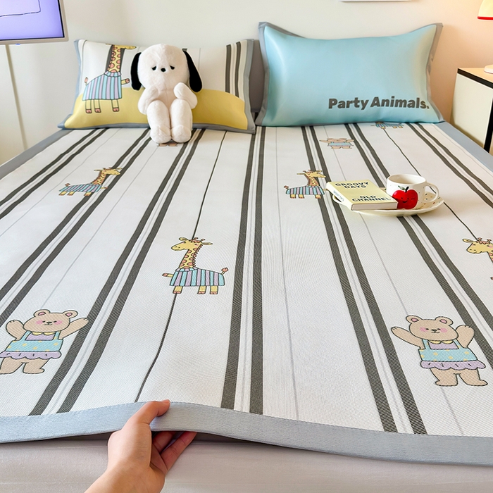 91家纺网 家纺一手货源 找家纺 （总）安哆啦家纺 2025新款A类印花冰藤凉席简约条格系列凉席席子