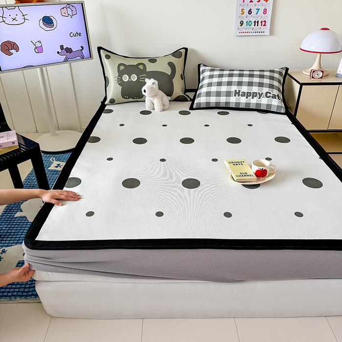 91家纺网 家纺一手货源 找家纺 （总）安哆啦家纺 2025新款A类印花冰藤凉席简约条格系列凉席席子