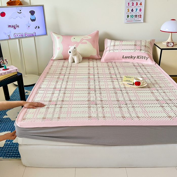 91家纺网 家纺一手货源 找家纺 （总）安哆啦家纺 2025新款A类印花冰藤凉席简约条格系列凉席席子