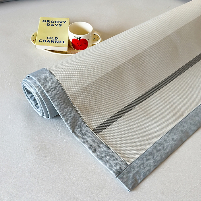 91家纺网 家纺一手货源 找家纺 安哆啦家纺 2025新款A类印花冰藤凉席简约条格系列凉席席子 简约灰条-床席款