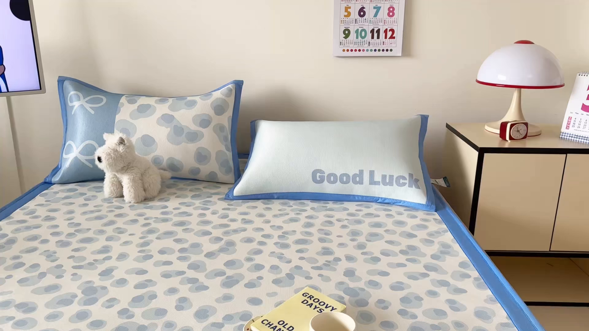 91家纺网 家纺一手货源 找家纺 安哆啦家纺 2025新款A类印花冰藤凉席简约条格系列凉席席子 蓝色豹纹-床席款