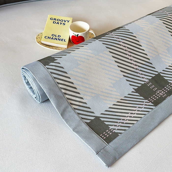 91家纺网 家纺一手货源 找家纺 安哆啦家纺 2025新款A类印花冰藤凉席简约条格系列凉席席子 马赛克-床席款