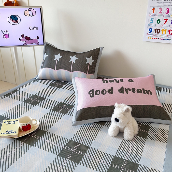 91家纺网 家纺一手货源 找家纺 安哆啦家纺 2025新款A类印花冰藤凉席简约条格系列凉席席子 马赛克-床席款