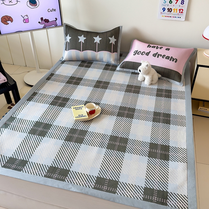 91家纺网 家纺一手货源 找家纺 安哆啦家纺 2025新款A类印花冰藤凉席简约条格系列凉席席子 马赛克-床席款