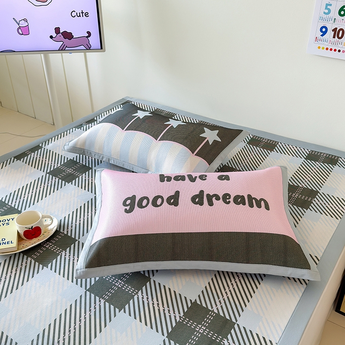 91家纺网 家纺一手货源 找家纺 安哆啦家纺 2025新款A类印花冰藤凉席简约条格系列凉席席子 马赛克-床席款