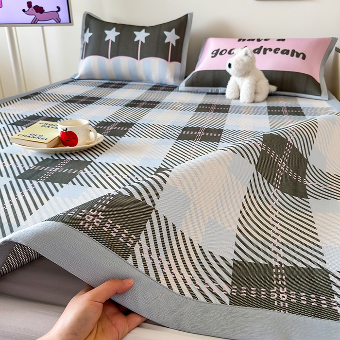 91家纺网 家纺一手货源 找家纺 安哆啦家纺 2025新款A类印花冰藤凉席简约条格系列凉席席子 马赛克-床席款