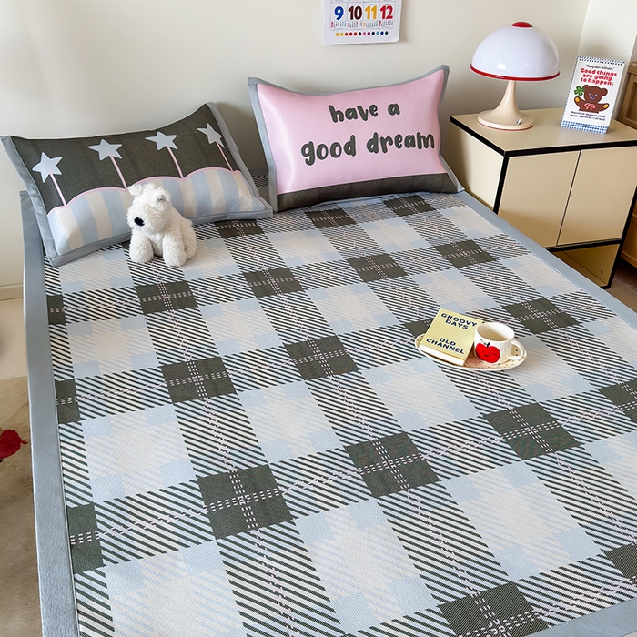 91家纺网 家纺一手货源 找家纺 安哆啦家纺 2025新款A类印花冰藤凉席简约条格系列凉席席子 马赛克-床席款